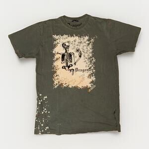 Dragon Fly Clothing Company Y2K Style Graphic T-Shirt Green Medium 20x27